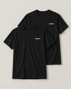 Zwei schwarze WODDY’S T-Shirts mit weißem Brustlogo im Zweierpack