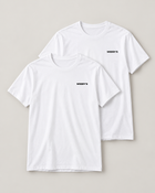 Zwei weiße WODDY’S T-Shirts mit schwarzem Brustlogo im Zweierpack