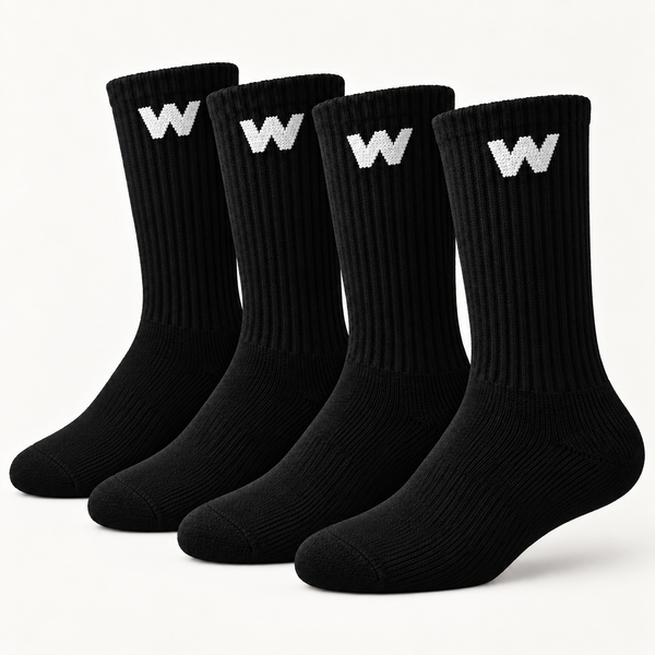 Tennissocken – Schwarz – W-Logo – 4er-Pack
