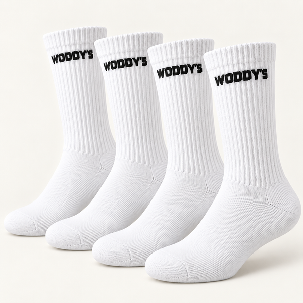 Tennissocken – Weiß – Schriftzug – 4er-Pack